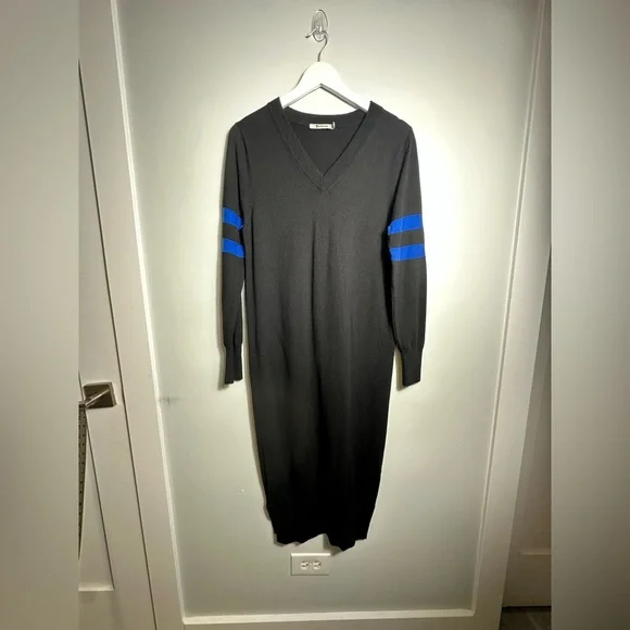 T Alexander Wang Merino Wool V Neck  Designer Black Sweater Dress Size Small - Picture 7 of 16